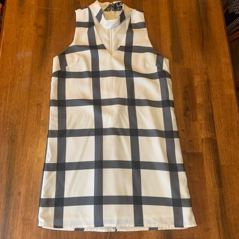 Lulu's Dress Small Black and White Plaid Mini Sleeveless